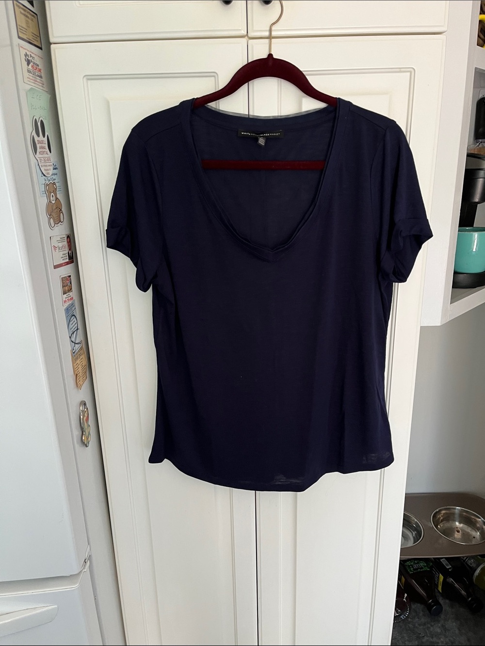 WHBM V-neck Tee Shirt Navy Size Large